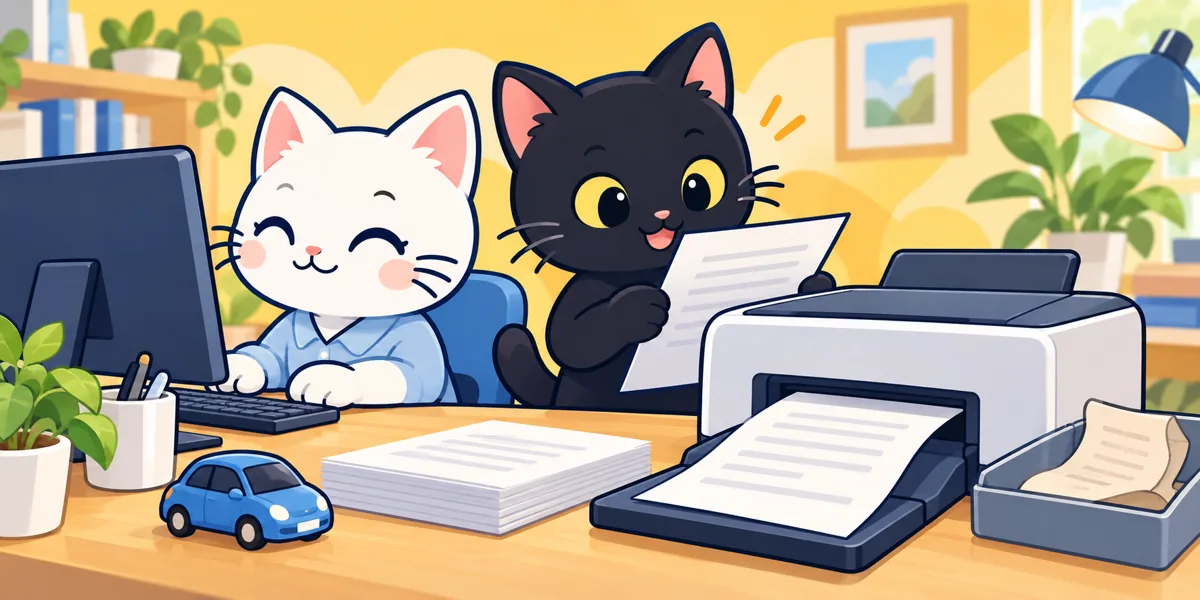 静岡県の車庫証明の最新様式をテーマにした黒猫と白猫のイラスト